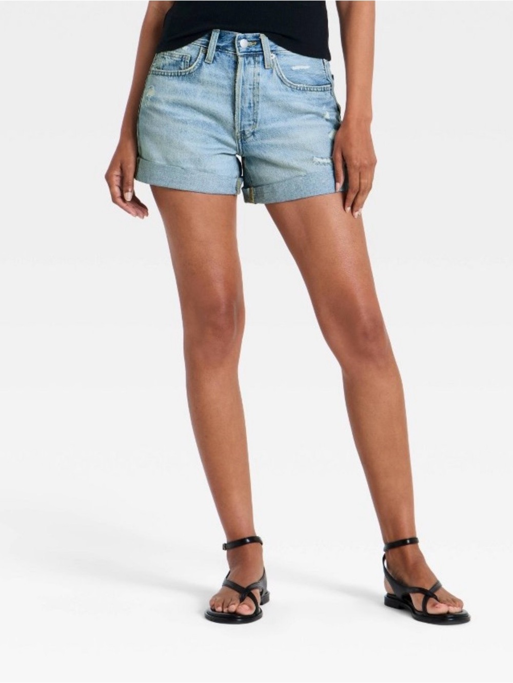 Universal Thread Light Blue Rolled-Hem Denim Shorts